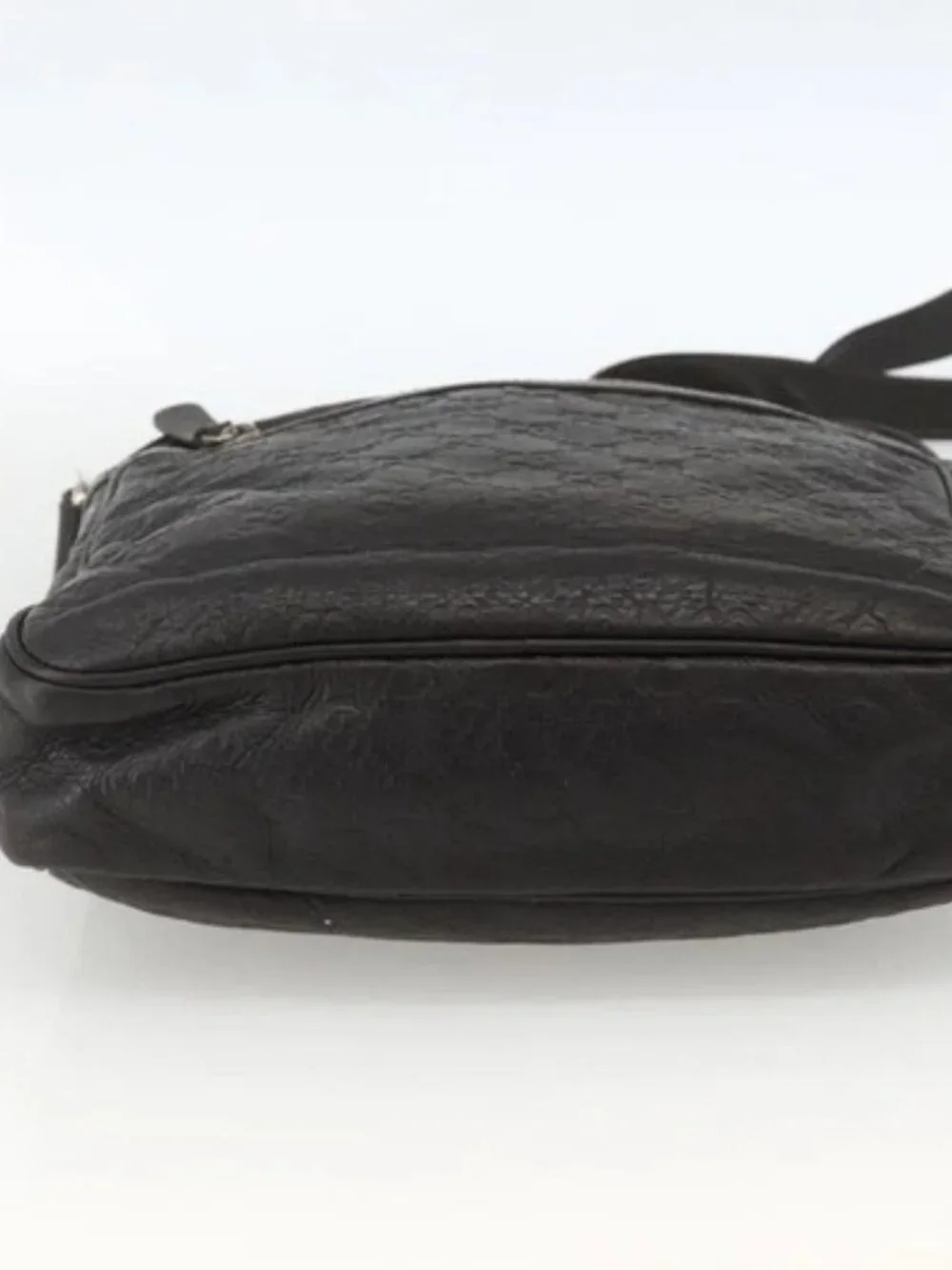 GUCCI GG Canvas Guccissima Shoulder Bag Leather Black Gold 201448 Auth BA11920